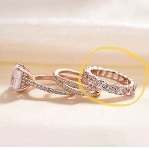 Rose gold eternity wedding band cushion/emerald cut combo